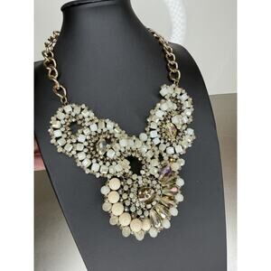 Statement Large Champagne Glass Bead Medallion Necklace Art To Wear